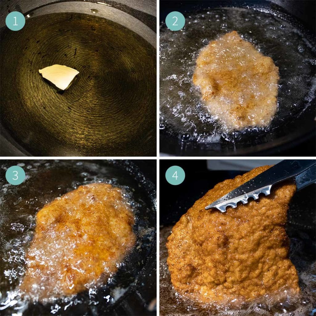 How to fry a Schnitzel - Instructions step 1 to 4 in pictures