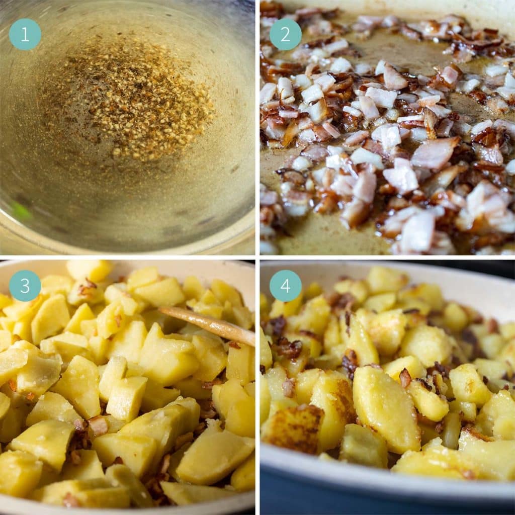 Instructions Step 1 to 4 - German Potato Salad Recipe