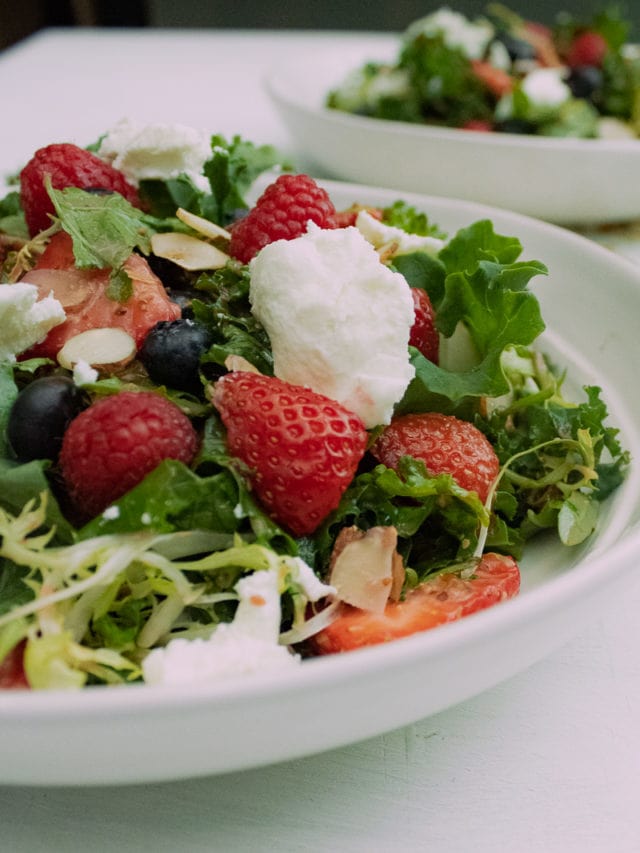 Kale Salad with Berries and Goat Cheese