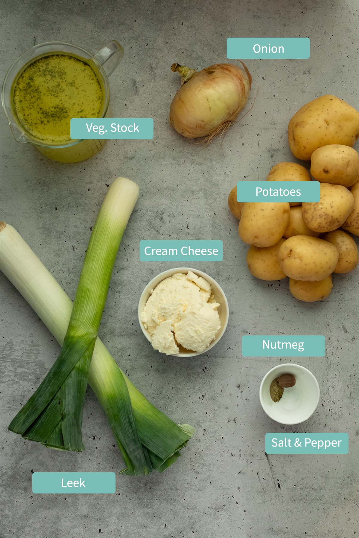 picture showing all ingredients needed for this soup
