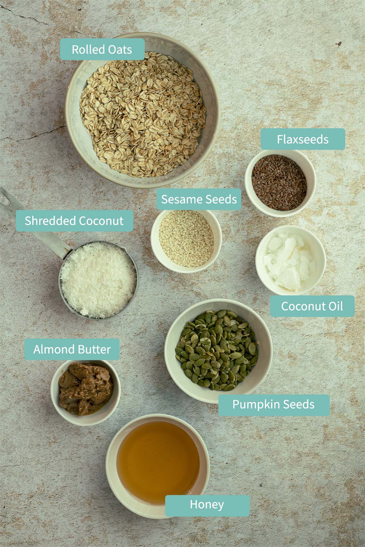 Ingredients for homemade Granola bars