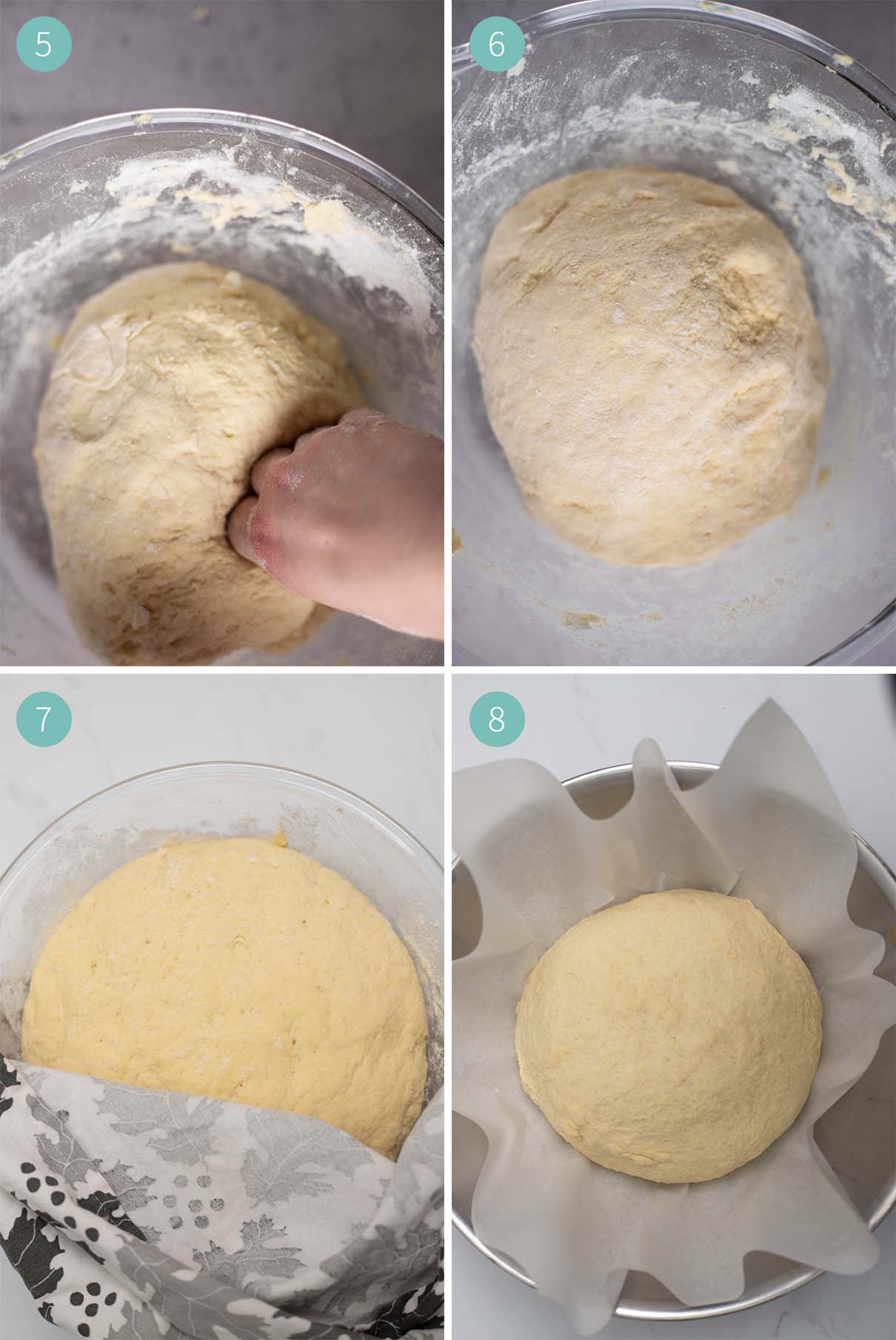 how to make semolina bread - step 5 to 8 in pictures.